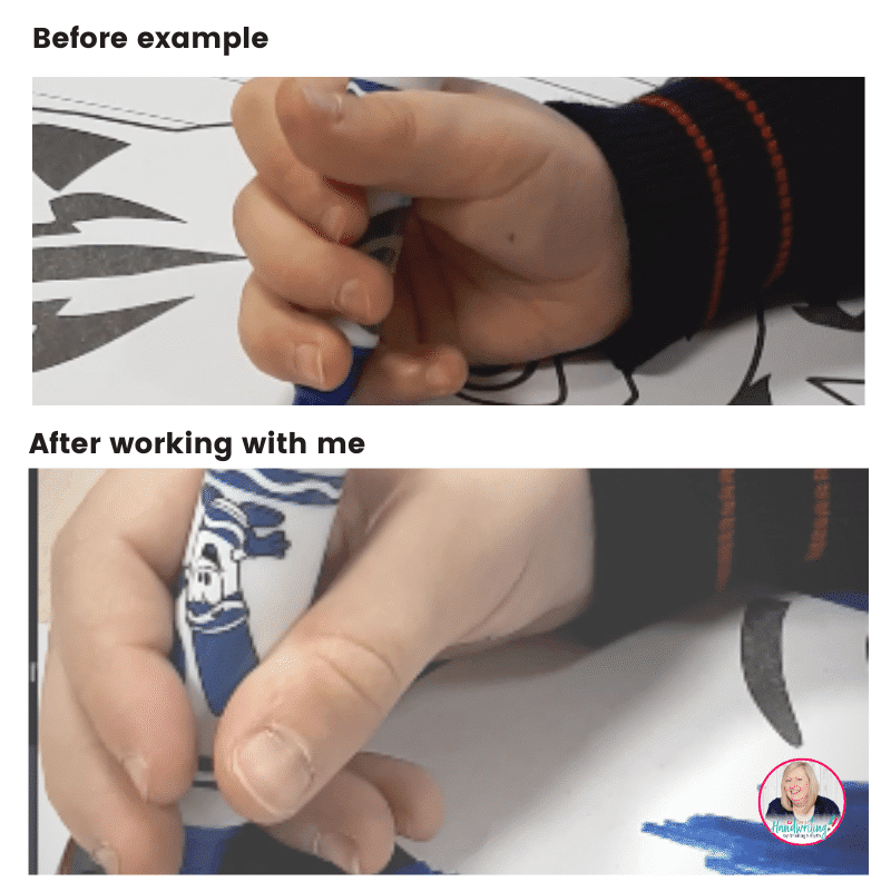 pencil grip (5 year old Before after image