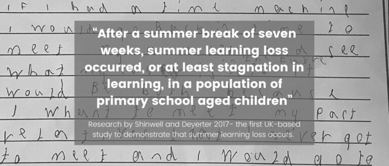 quote image about loss of learning for the summer holiday handwriting pack