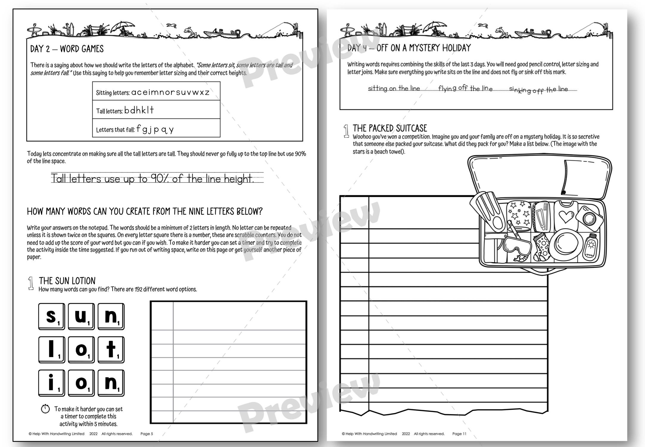 Going on a beach holiday - preview worksheets image