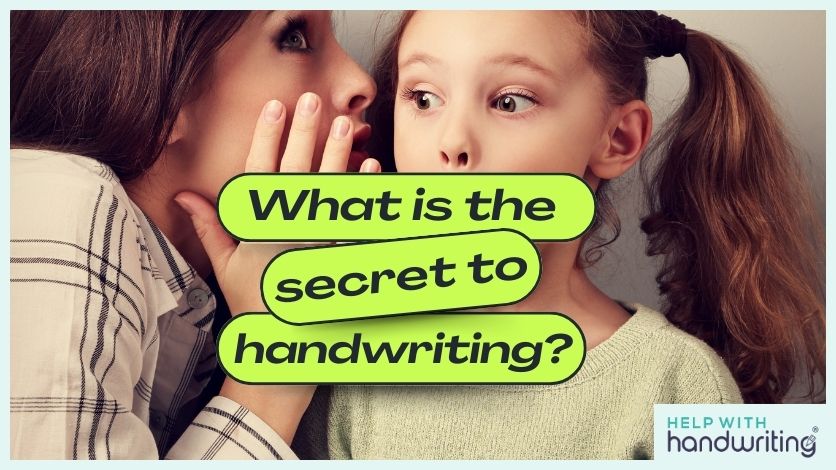 blog header image about secret of amazing handwriting woman whispering to a child