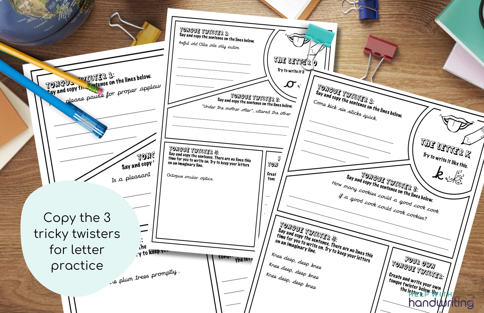 Junior tongue twisters 3 worksheets