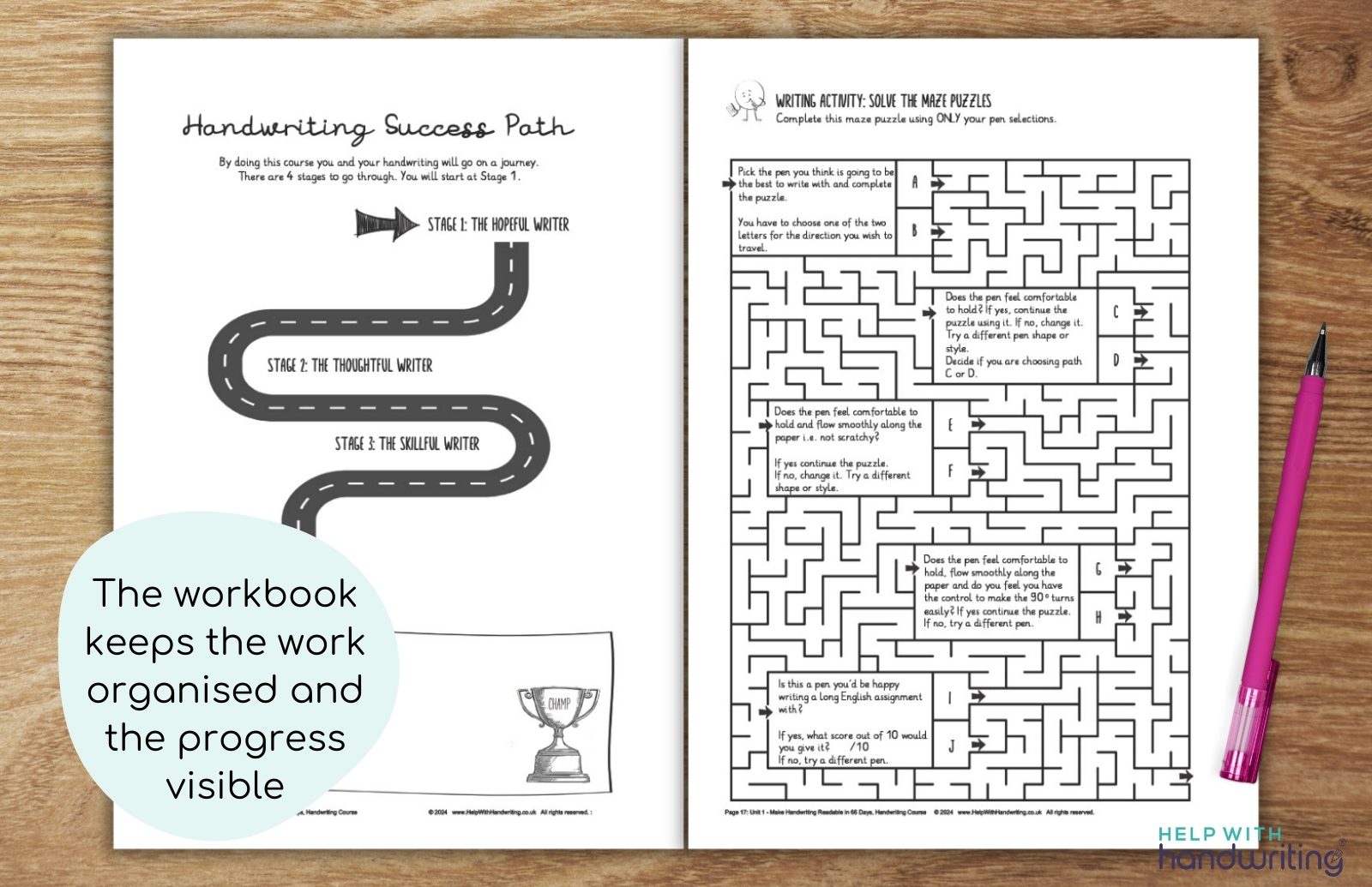 maze and handwriting path worksheet image on readable handwriting web page