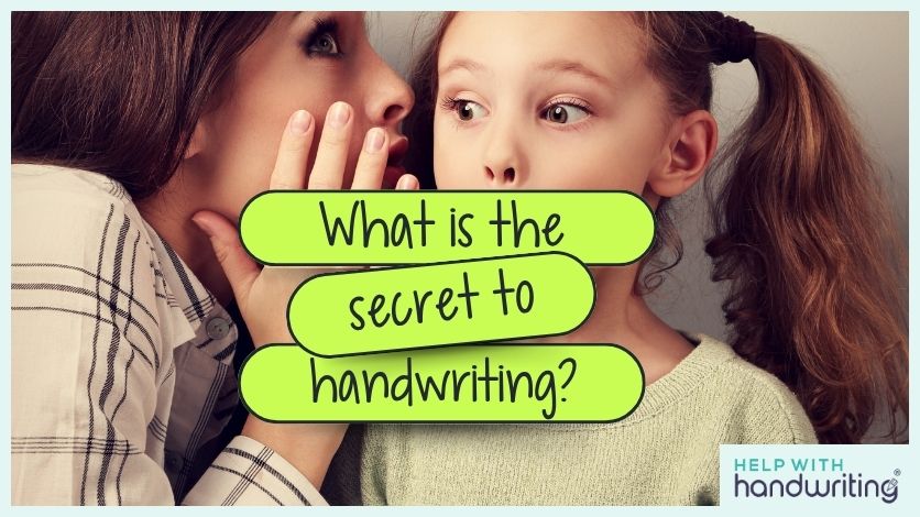 blog header image about secret of amazing handwriting woman whispering to a child