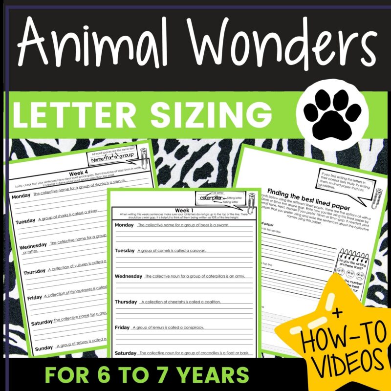 Perfect letter sizing: Animal Wonders - Help With Handwriting